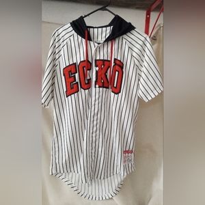 Ecko Unltd Hooded Stripe Embroidered Baseball Jersey Rhino Men's size L-36x38